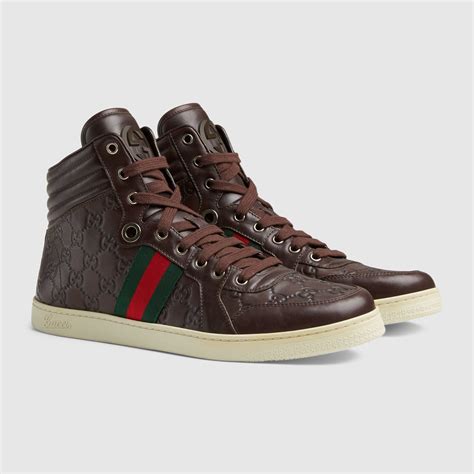 gucci shoes high top brown|gucci off the grid shoes.